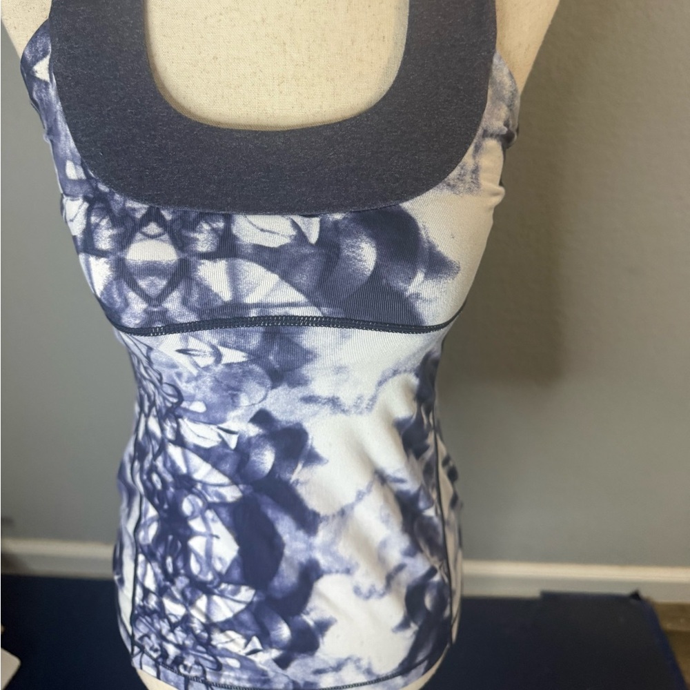 lululemon athletica Navy and White Tank Top